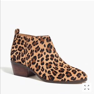 Jcrew leopard sawyer calf hair booties size 7.5